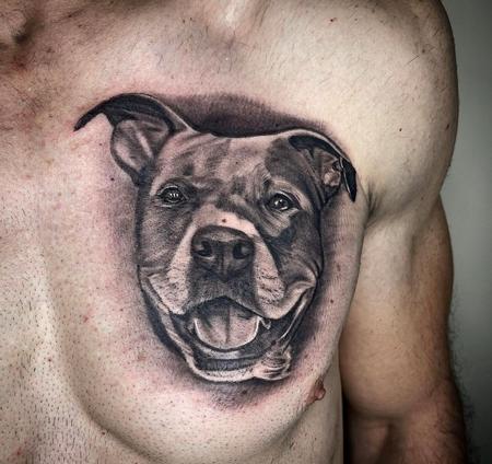Tattoos - Dayton Smith Pitbull Portrait - 145109